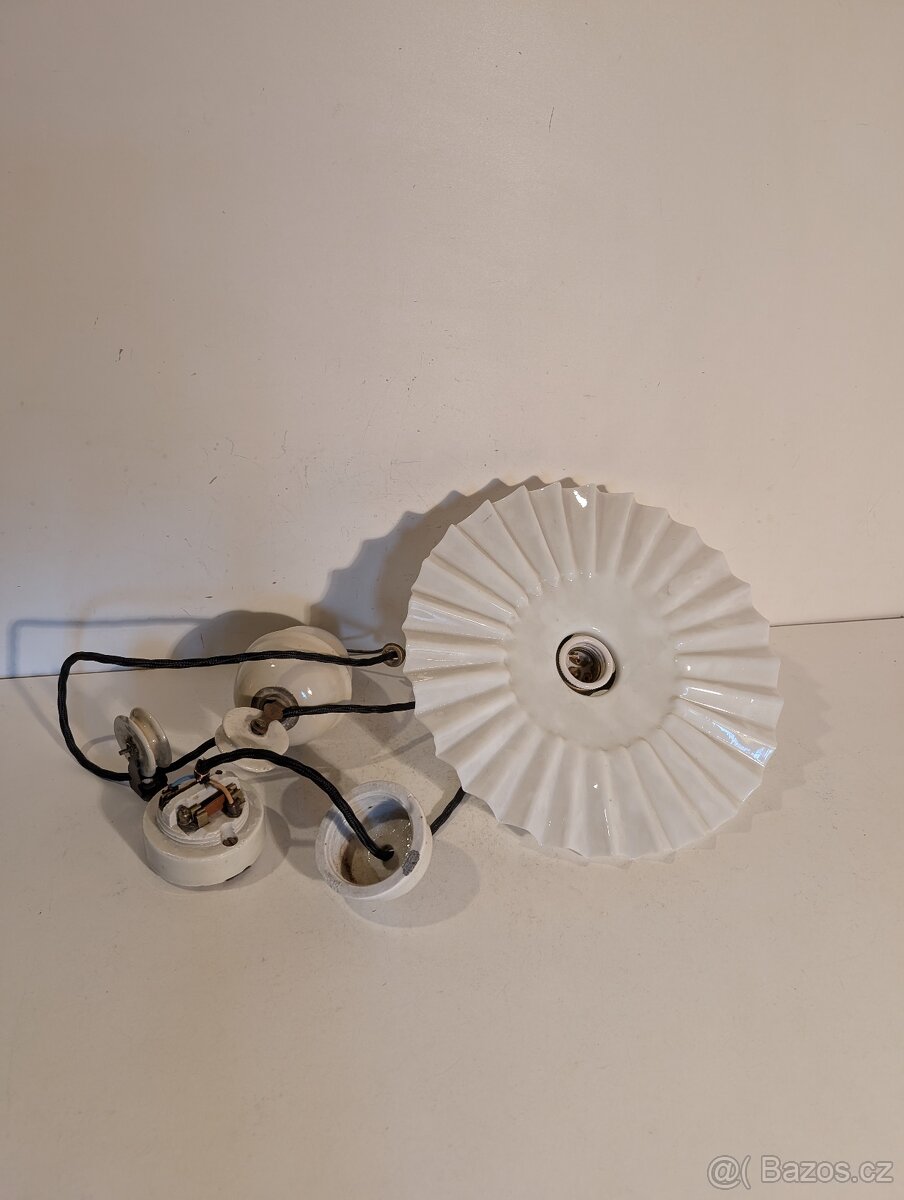 porcelánová stahovačka stahovací lustr starý krajkový širm - 3