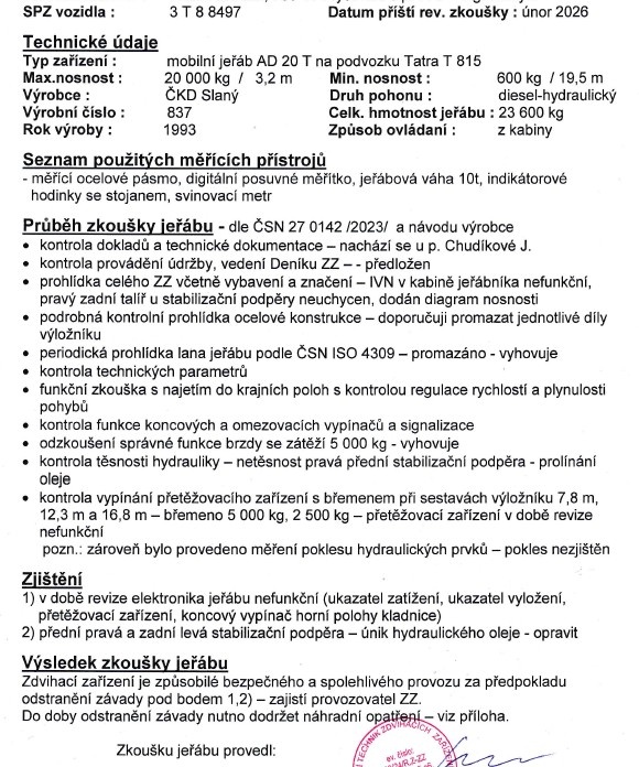 Autojeřáb Tatra 815 AD20 - 3