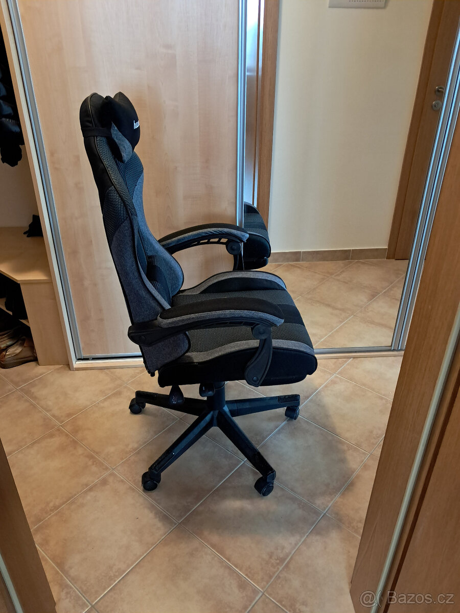 Herní křeslo, kancelářská židle ergon., otáčecí, podnožka - 3