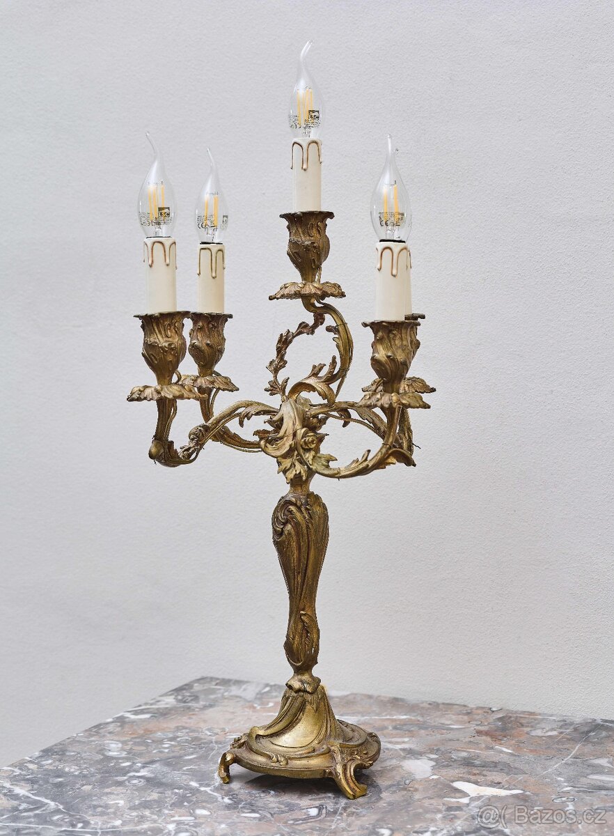 Párové bronzové svícny z 19. století – elektrifikované - 3