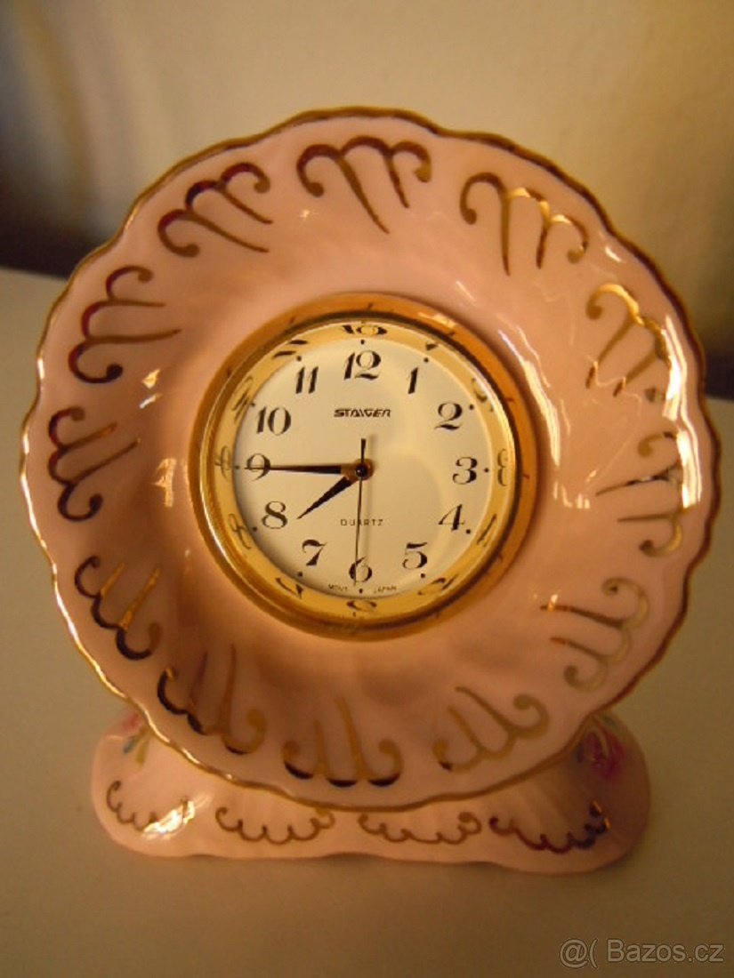 Sada růžového porcelánu + hodinky. - 3