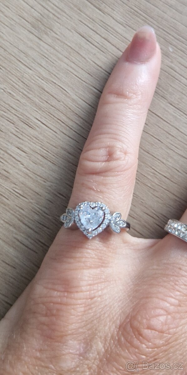 Nový dámský stříbrný prsten prstýnek 925 vel 54 srdce - 3