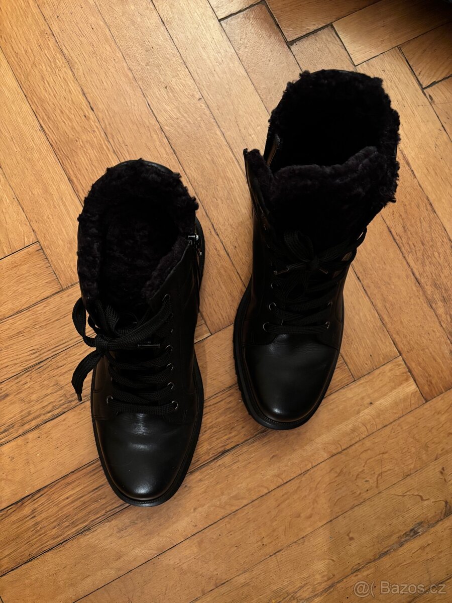 Kotníkové černé zimní kožené boty vel. 40-41 - 3