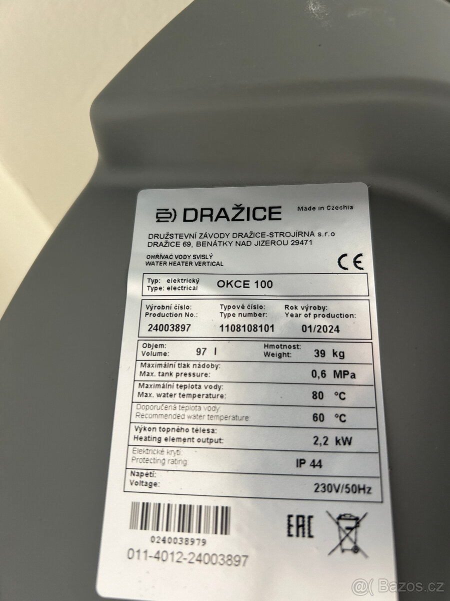 Bojler Dražice OKCE 100 Ohřívač vody elektrický svislý - 3