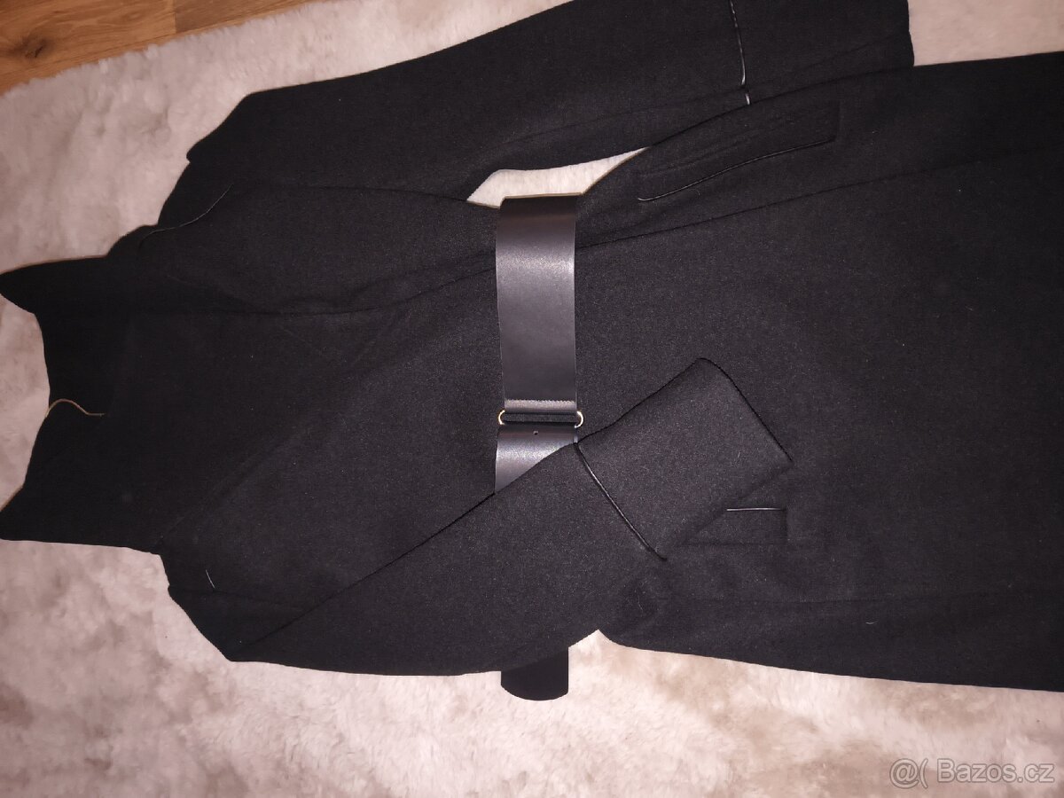 Černý kabát s páskem, vel XS/34 - 3