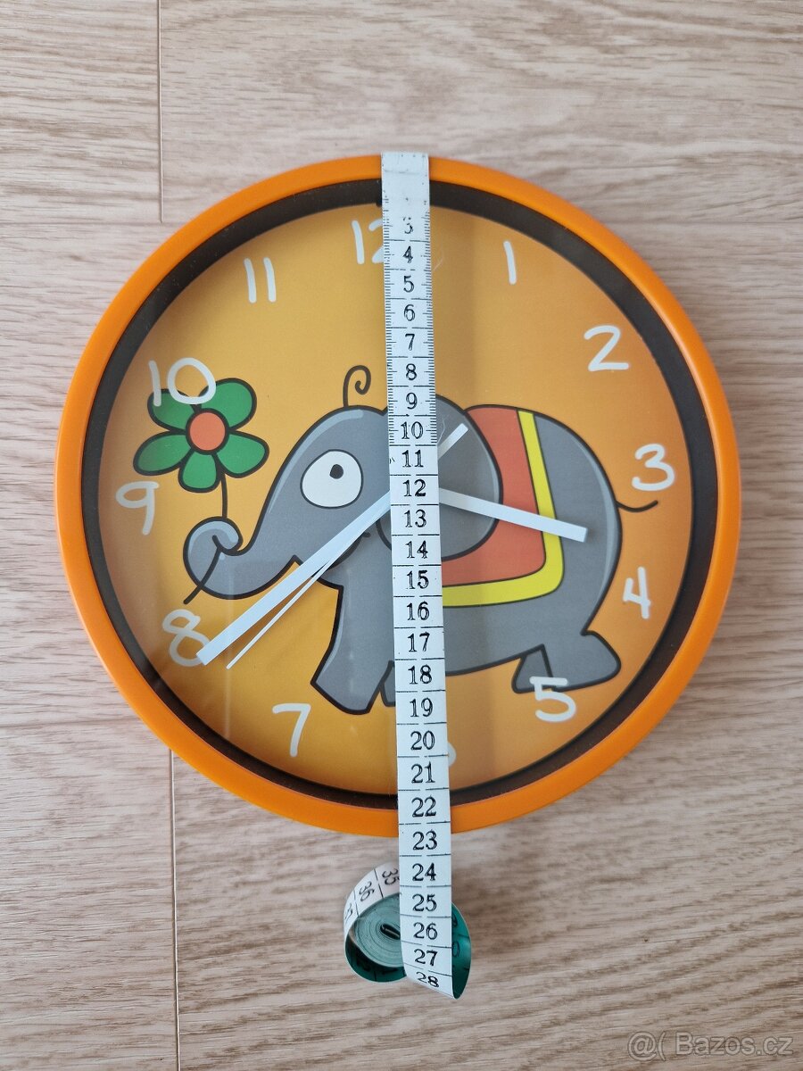 Dětské hodiny, oranžové se slonem - 3
