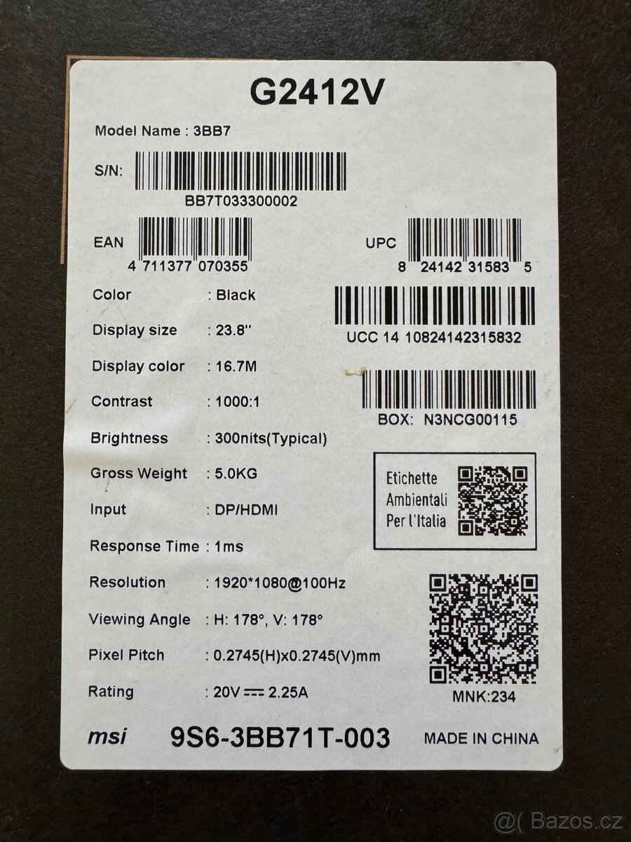 Monitor MSI G2412V 23.8" - 3