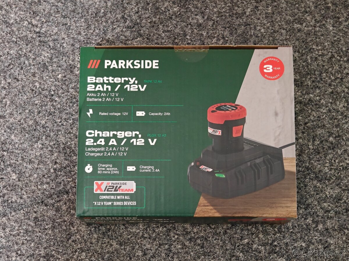 Aku vrtačka Parkside 12V + 2Ah baterka + nabíječka - nová - 3
