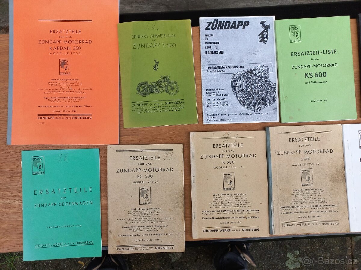 Zündapp K800, KS 601, K 500 atd - seznamy dílů, návody atd - 3