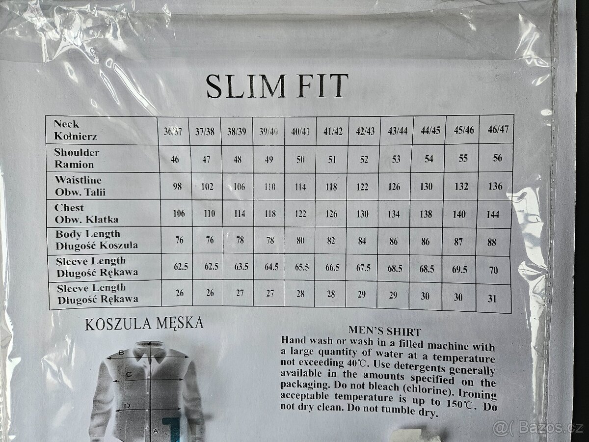 Pánská košile modrá - dlouhý rukáv - 42/43 Slimfit - 3