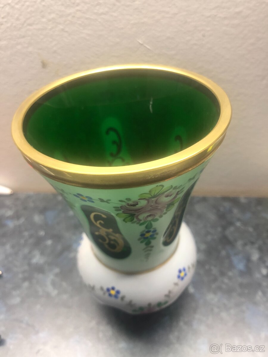 Vázička dvouvrstvé sklo , ručně malovaná , - 3