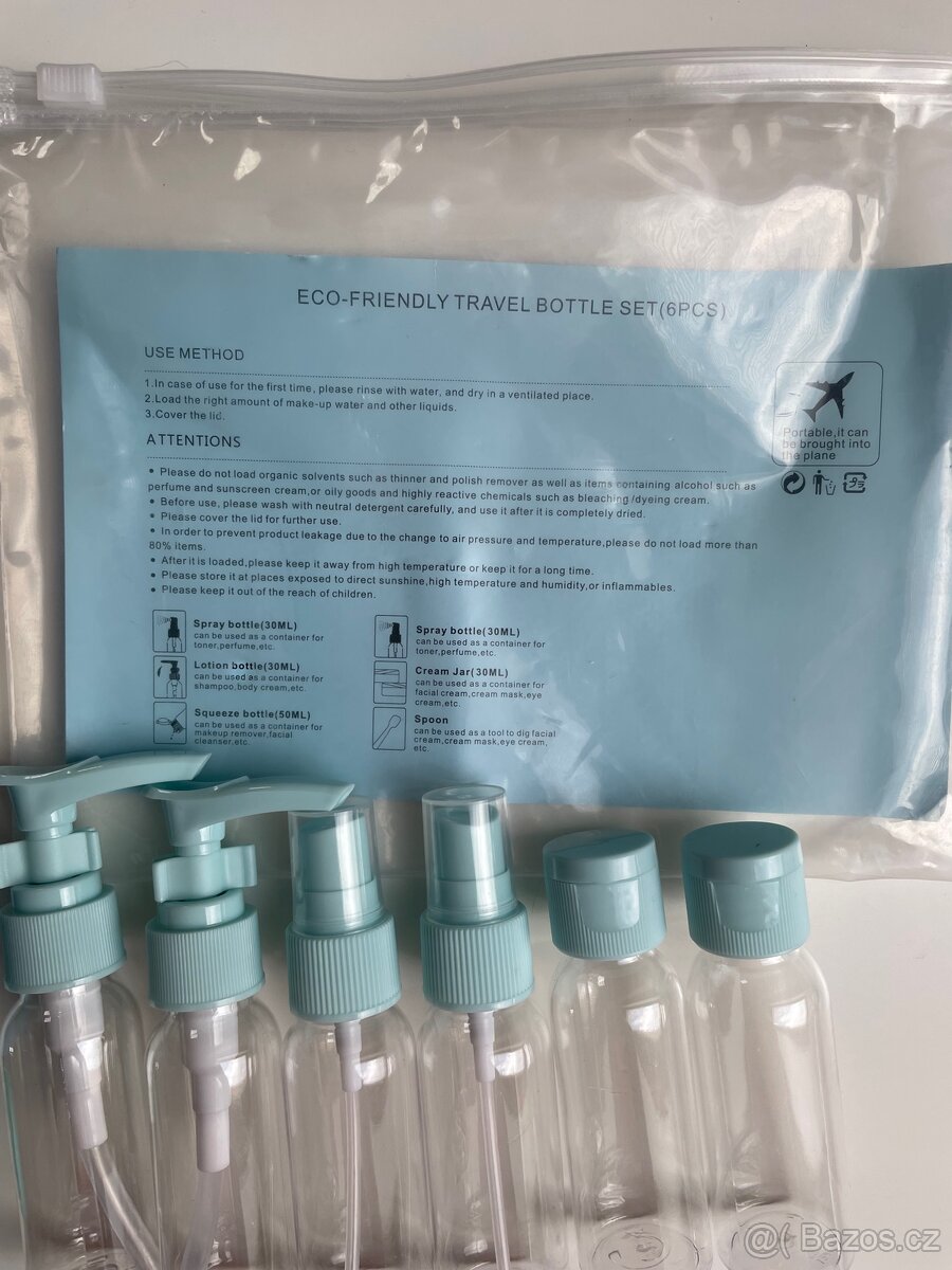 Kosmetická/toaletní průhledná taštička; cestovní sada - 3