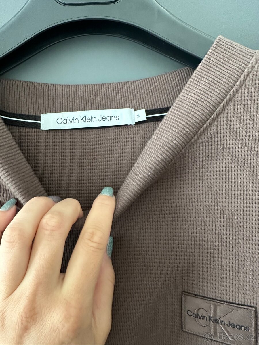 Calvin Klein Jeans mikina/svetr hnědý M panský - 3