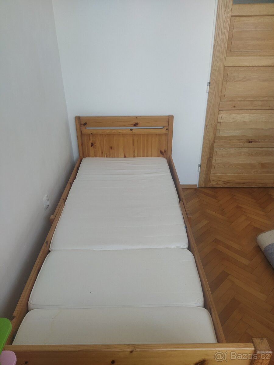 Dětská rostoucí postel, masiv borovice, rošt + matrace - 3