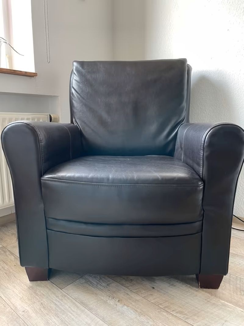 Křeslo kožené - pravá kůže, hnědé - 3