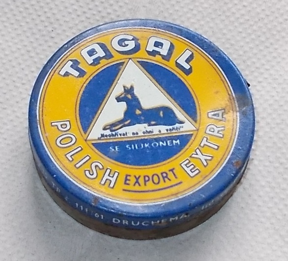 Stará plechová, krabička: Tagal, krém na boty. - 3