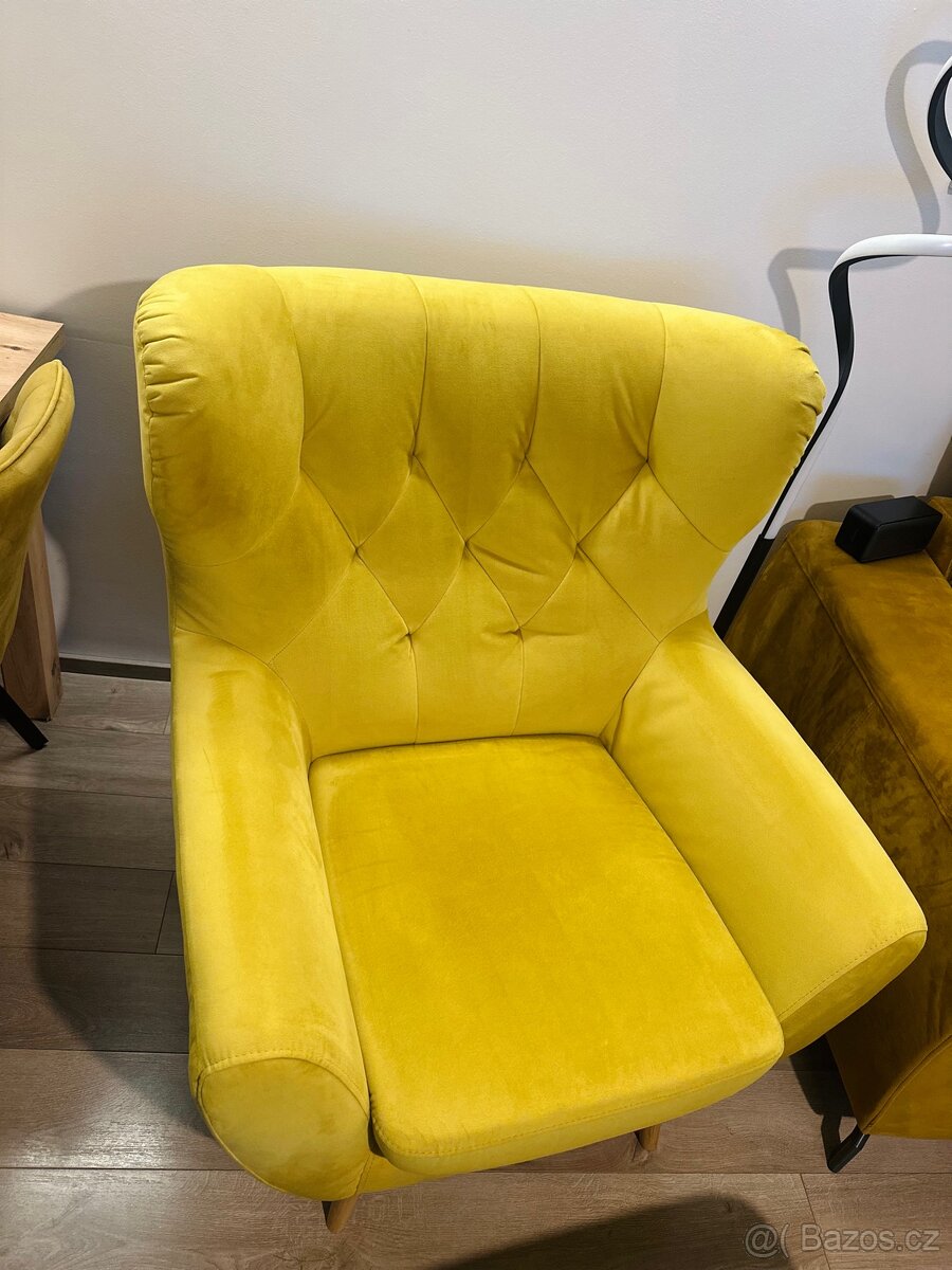 Křeslo s taburetem Voss Žluté - 3