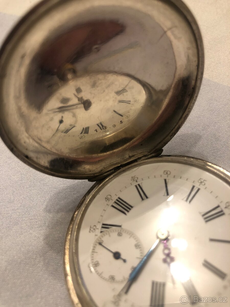 Stříbrné třipláštové kapesní hodinky jdoucí - 3