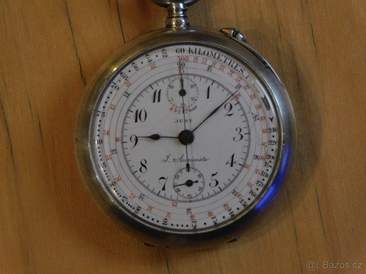 Stříbrné kapesní hodinky "J. Auricoste" s chronometrem - 3
