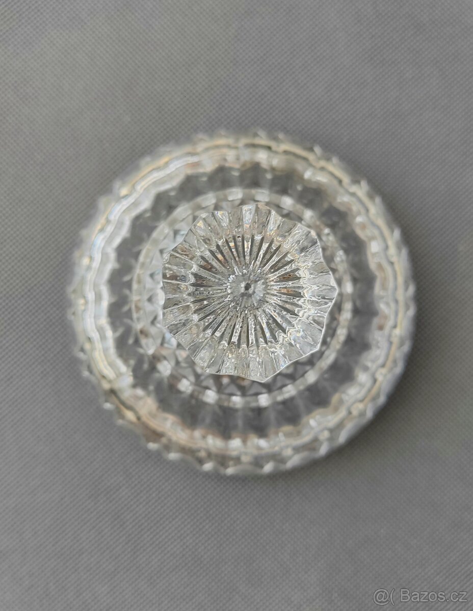 Starožitná skleněná cukřenka s víčkem v zachovalém stavu - 3