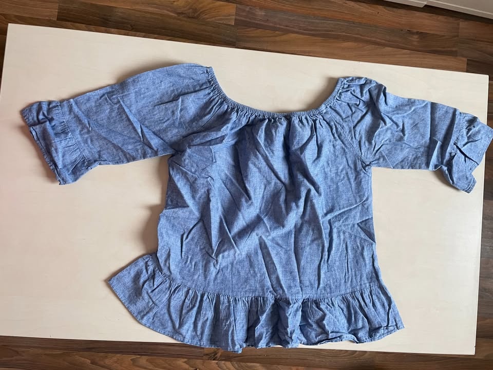 Nová halenka len, na ramena imitace džínoviny, vel M, FF - 3