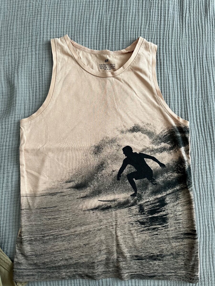 Hnědé kraťasy+tílko vel.140 - 3