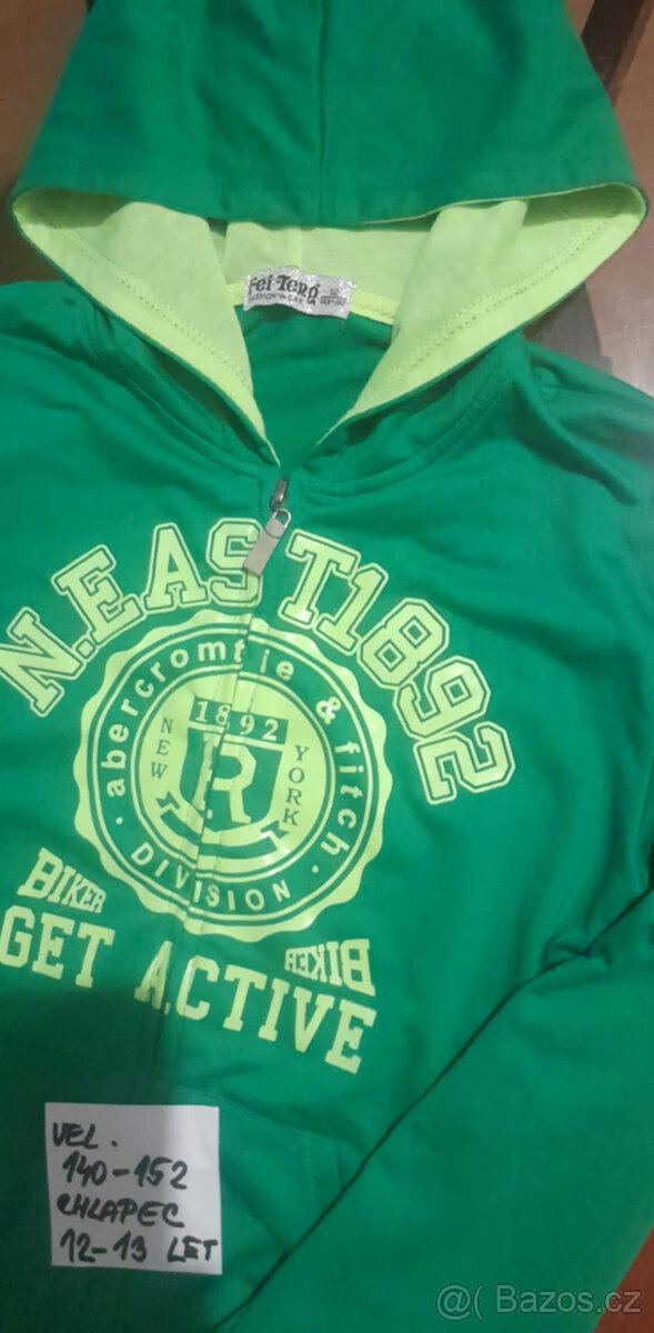 Mikina, vel. 140 - 152, zelená s kapucí - 3