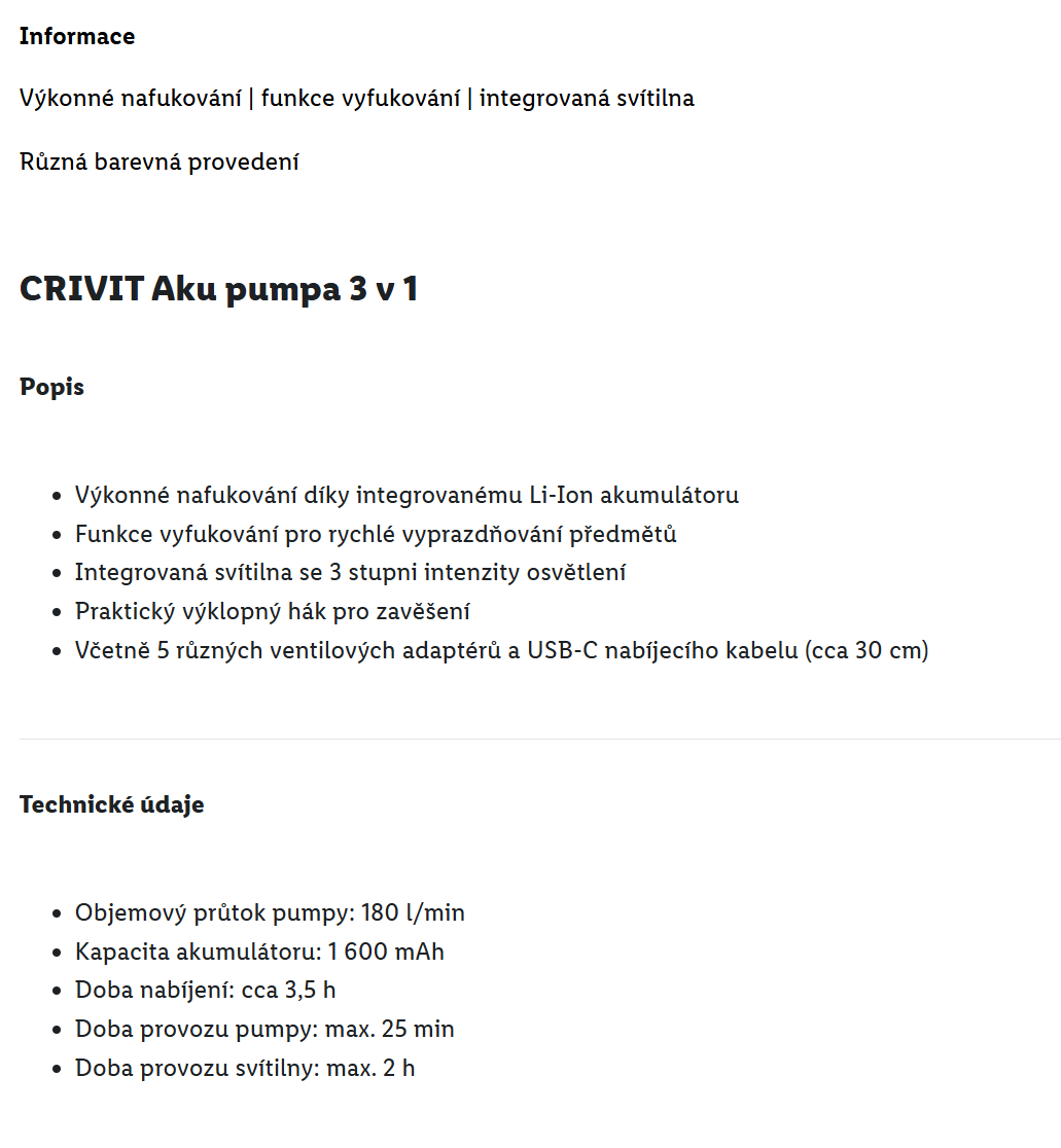 akumulátorová Pumpička 3 v 1 Crivit - nová - 3