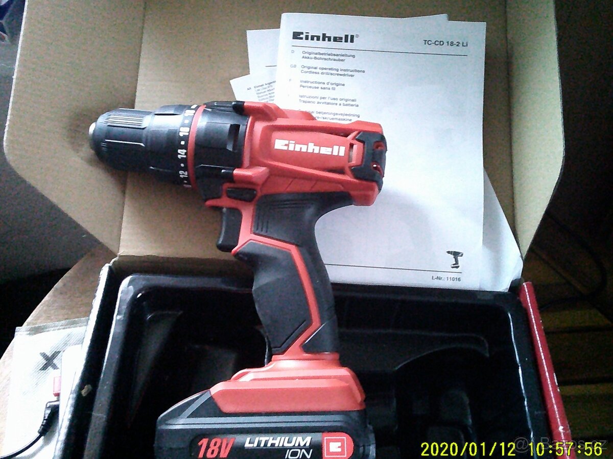 Aku vrtačka Einhell + sada nabíječky + baterie navíc - 3