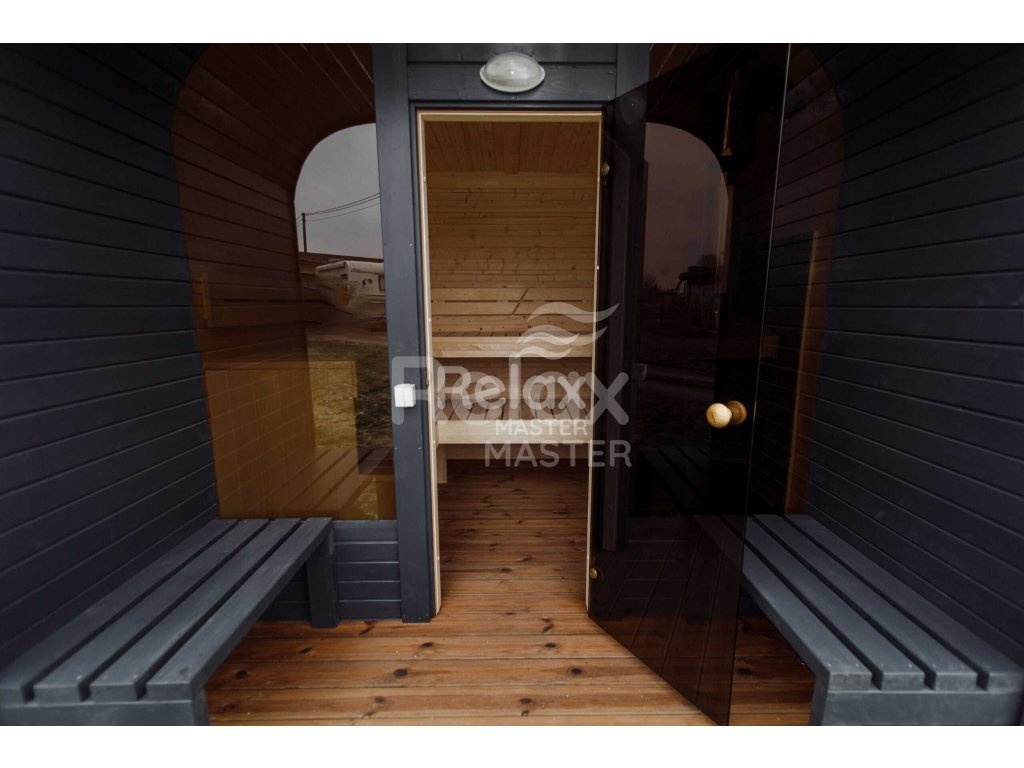 Zahradní finská sauna CUBE sauna 3M s terasou - 3