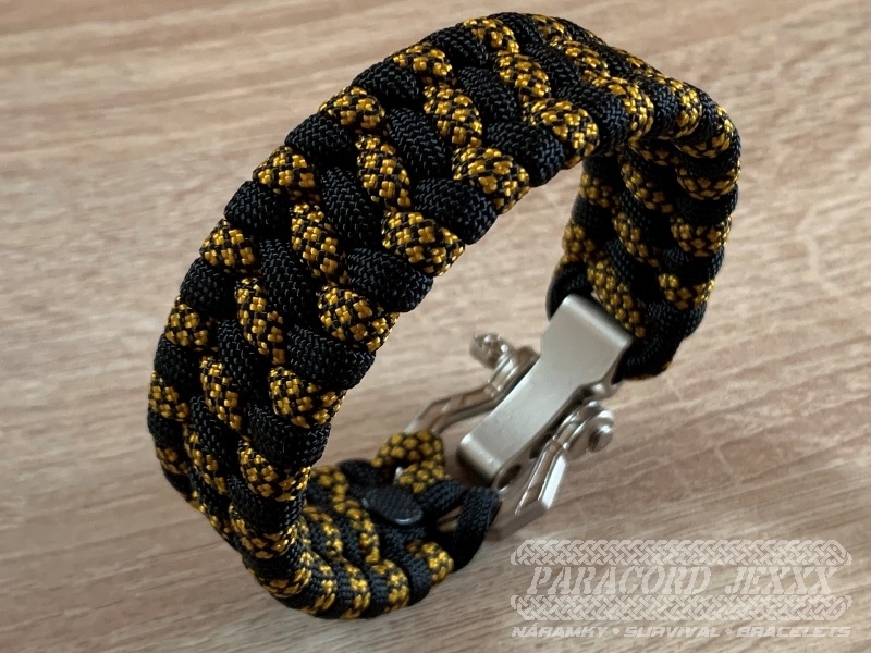 Paracord náramek (20 cm) gold - black - 3