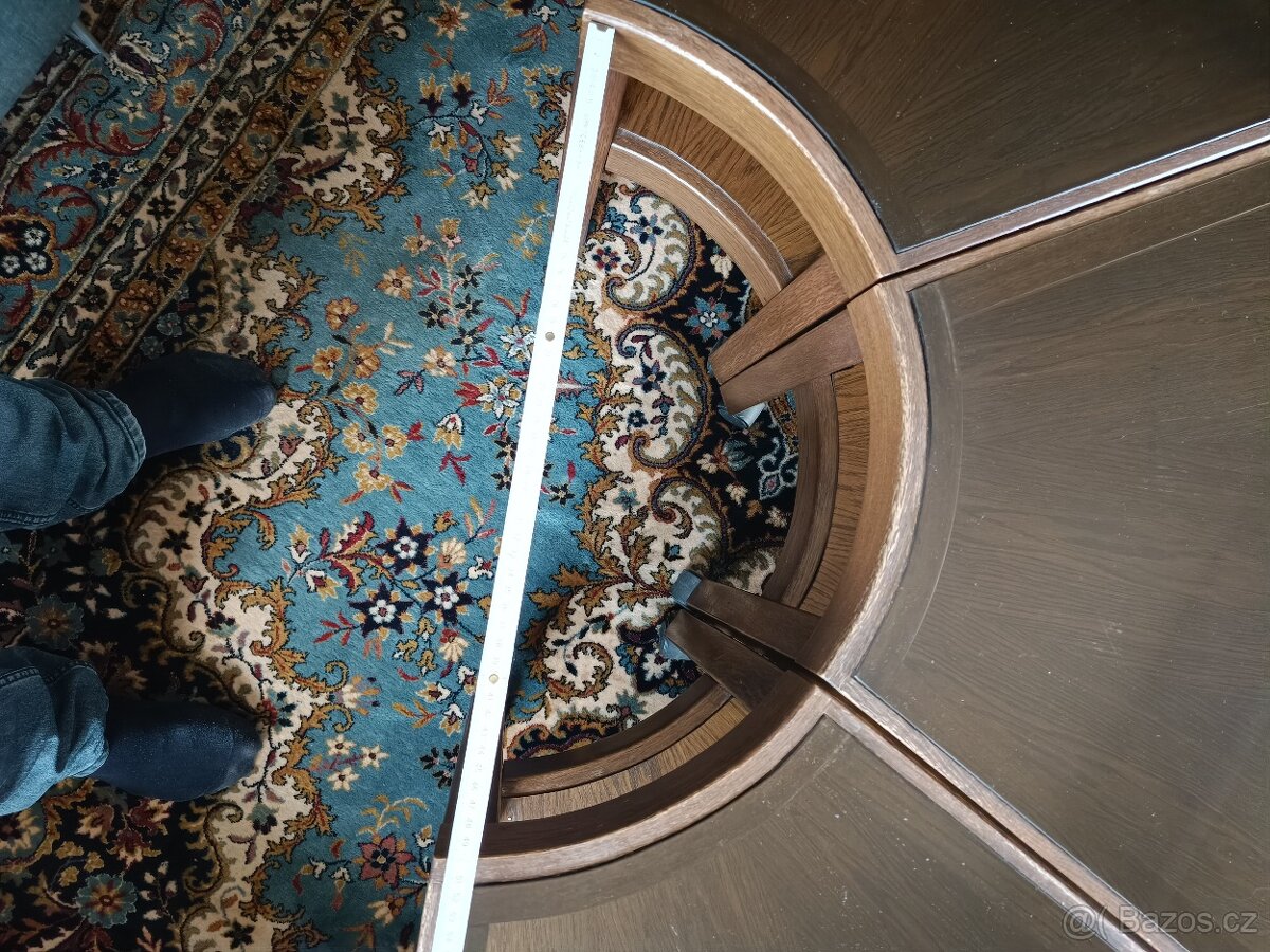 Stolek, 6 dílný, masiv - kouřové sklo - 3