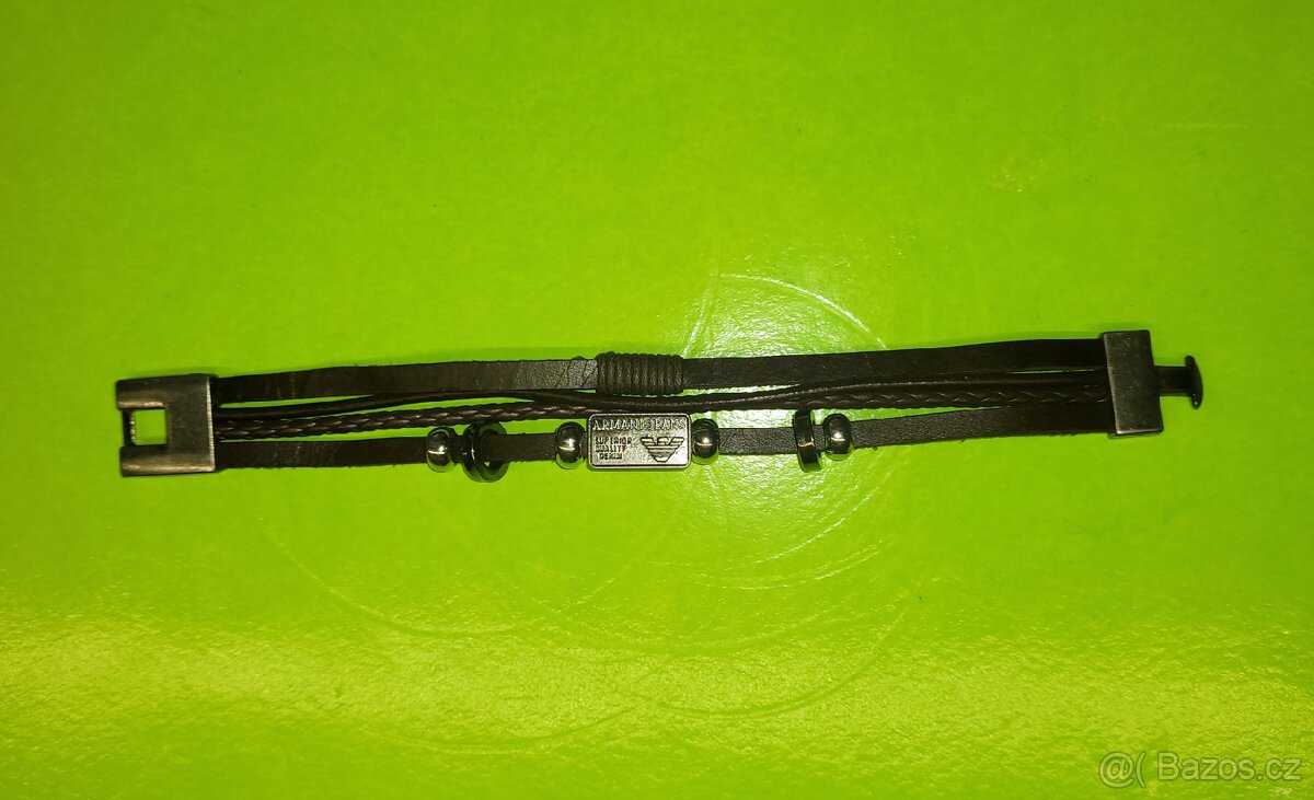 Giorgio Armani Jeans hnědý pánský kožený náramek značkový - 3