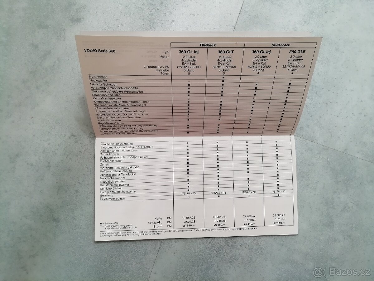 Volvo - ceník 1988 - doprava v ceně - 3