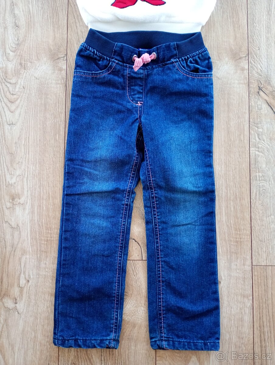 Holčičí zateplené kalhoty a heboučký svetřík, vel. 110 - 3