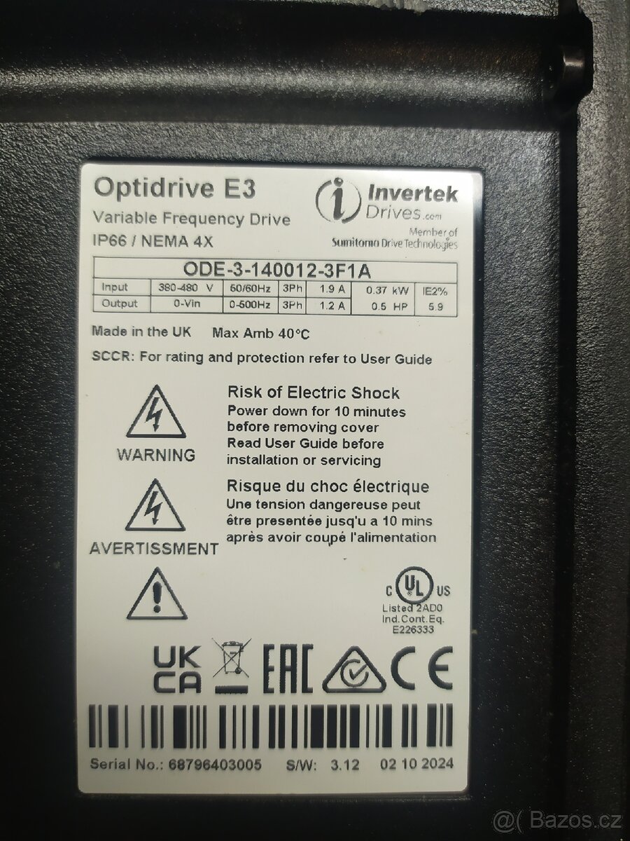 Frekvenční měnič 0,37kw - 3