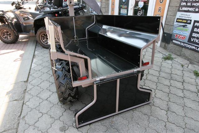 Vozík za čtyřkolku dvounápravový kovový, plechový SHARK WOOD - 3