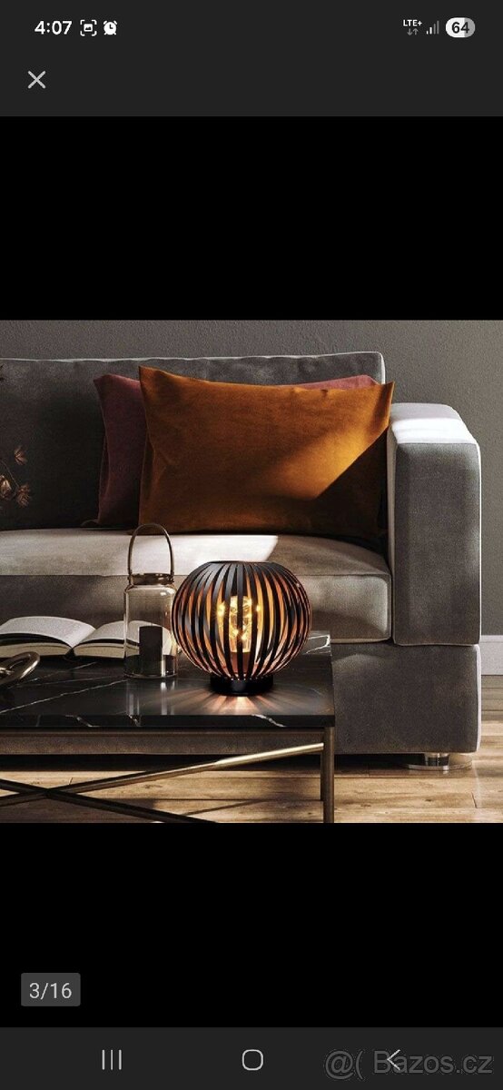 Kovová Kulatá led lampička 19cm barva měď - 3