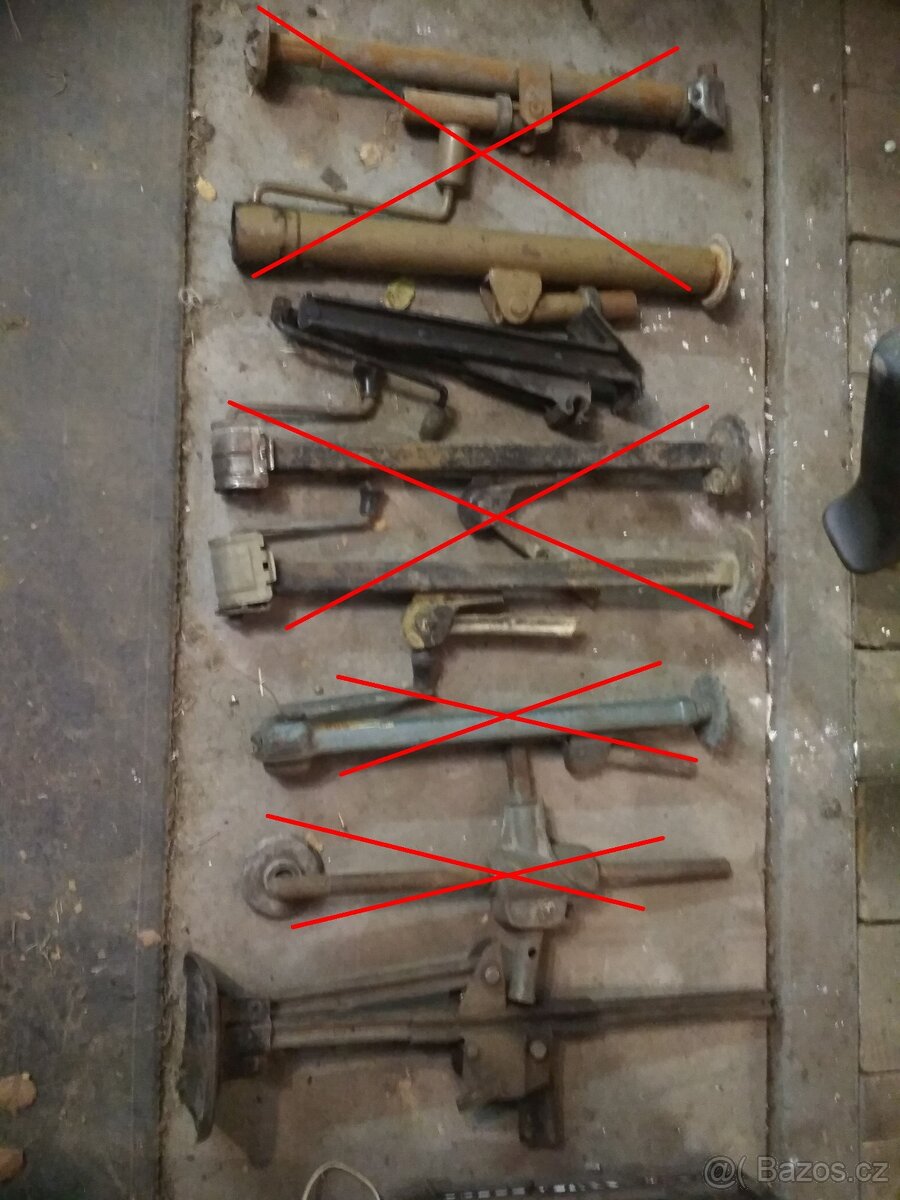 starý, retro hever, zvedák na auto + pumpy - 3