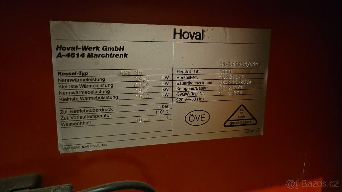 Prodám plynový kotel HOVAL - 3
