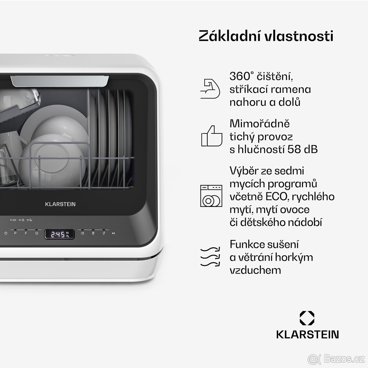 Nanowash 42cm 6 Programů Stolní Myčka Černý - 3