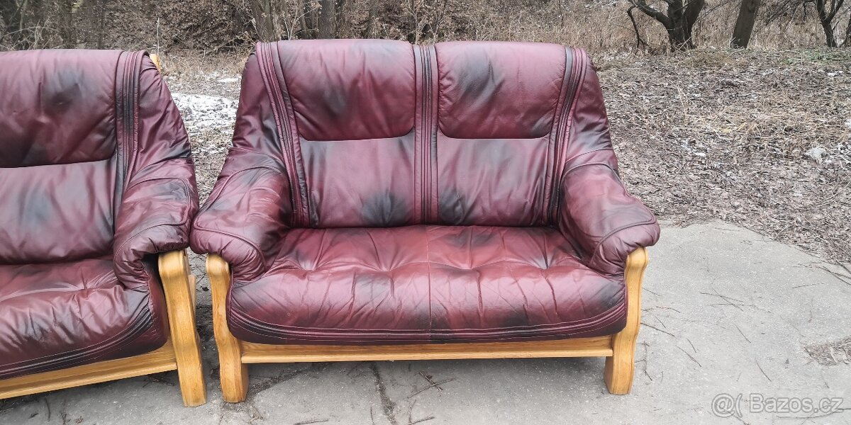 Kožená sedací souprava 3+2 TOP STAV - 3