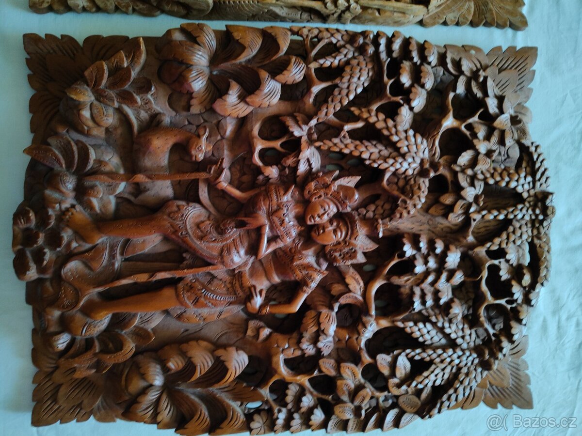 3 Balijské 3D obrazy dedina Mas - 3