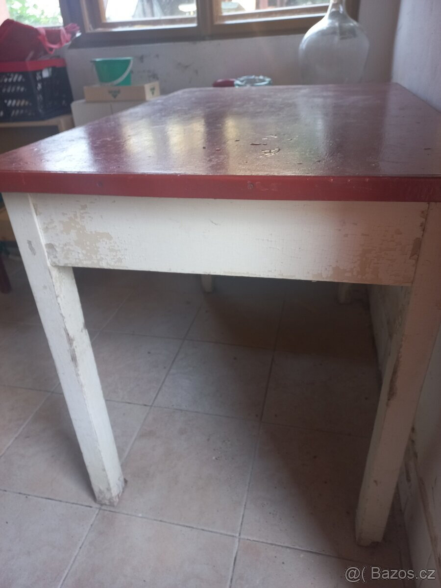 Retro dřevěný stůl se šuplíky - 3