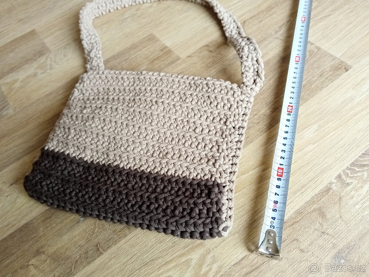 Béžovo hnědá dámská háčkovaná kabelka - nová - 3