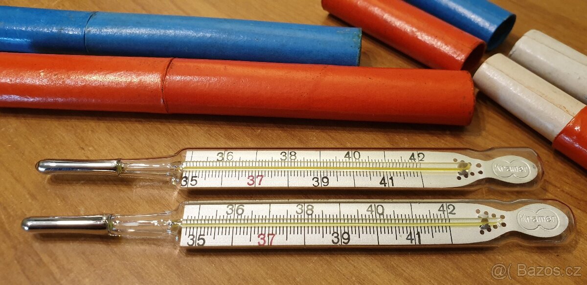 MINUTOVÝ RTUŤOVÝ TEPLOMĚR LÉKAŘSKÉ RETRO ART DECO - 3