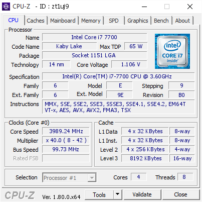 Intel Core i7 7700 - 3