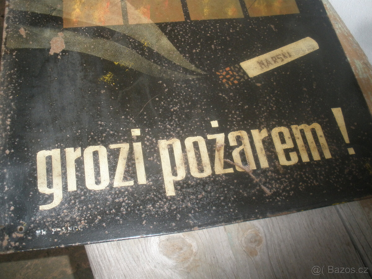 Stará výstražná plechová cedule - 3