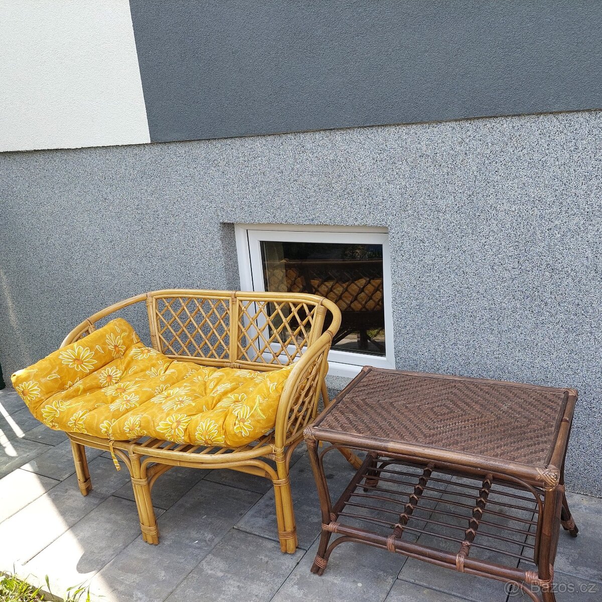 Ratanova lavice BAHAMA světle hnědá + tmavý stolek - 3