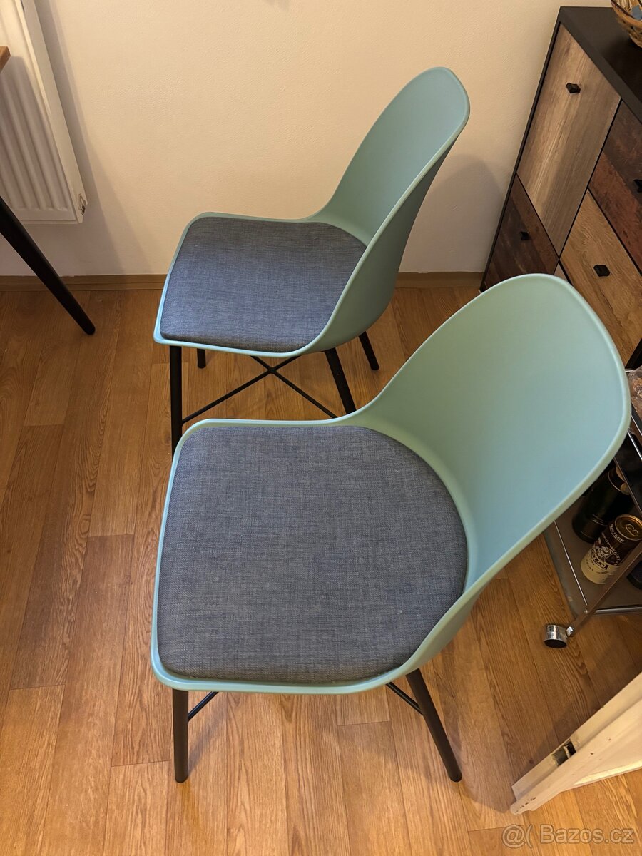 4 zidle barva mint. Polstrovaní šedé - 3